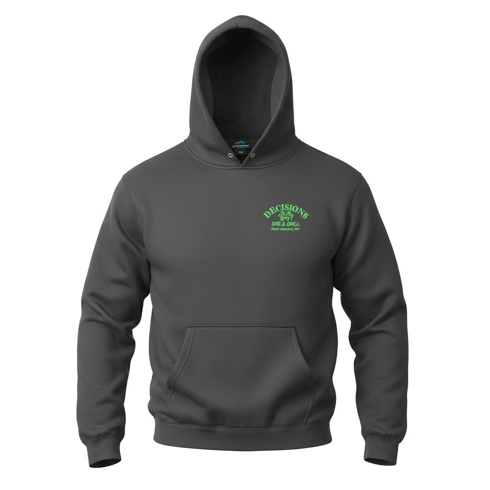 Black Hoodie Mens Large Graphic Print Door County WI Gorpcore Athletic Outdoorsy